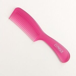 Clinique Pink Translucent Detangler Comb 7" Heavy Plastic Travel Purse Size